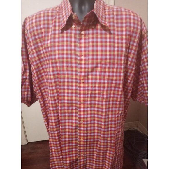 Gitman Bros. Other - Gitman Bros Shirt Mens 2XL Red Multicolor Button Up Short Sleeve Plaid Cotton